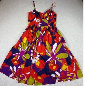 Trina Turk Women 6 Colorful Red Yellow Sundress Resort Vacation Artsy Dress